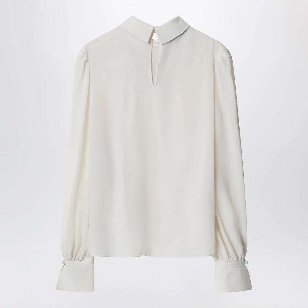 Valentino - Vanilla-colored silk blouse with flower Brand Apparel & Accessories > Clothing > Shirts & Tops 42  IT