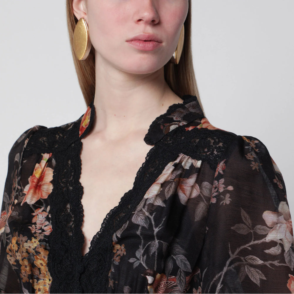 ZIMMERMANN - Black Carousel peplum lace blouse Brand Apparel & Accessories > Clothing > Shirts & Tops 2