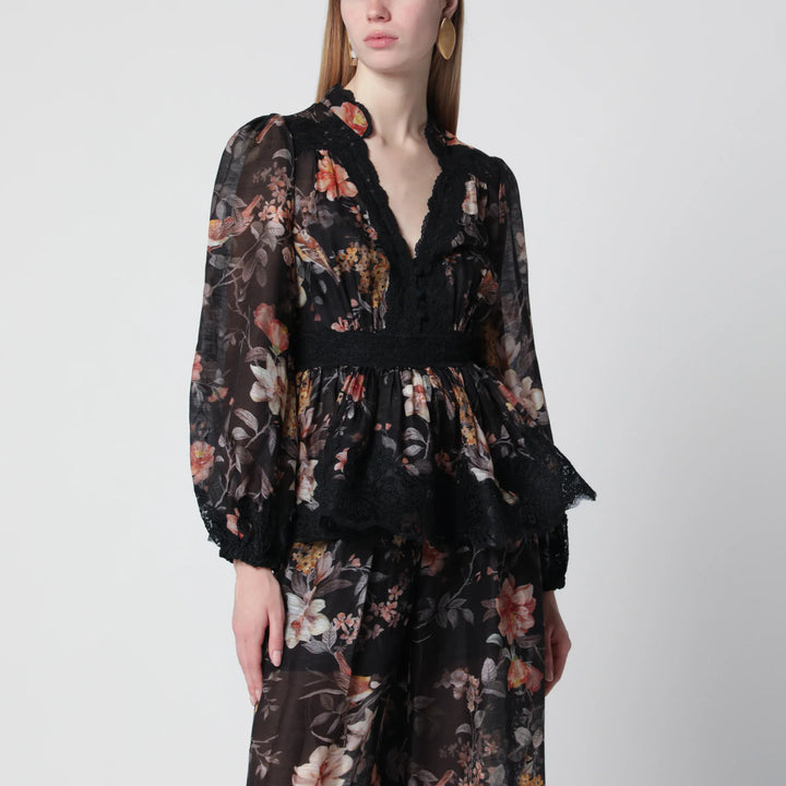ZIMMERMANN - Black Carousel peplum lace blouse Brand Apparel &amp; Accessories > Clothing > Shirts &amp; Tops 2