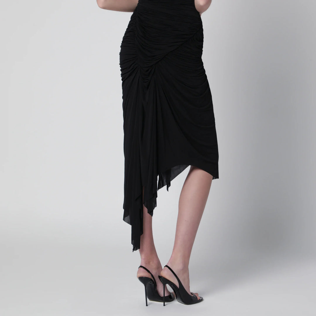 Francesco Murano - Black draped skirt with front slit Brand Apparel &amp; Accessories > Clothing > Skirts 40  IT