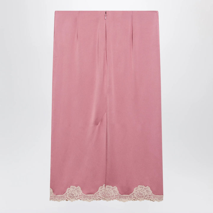 Valentino - Pink cady midi skirt with lace details Brand Apparel &amp; Accessories > Clothing > Skirts