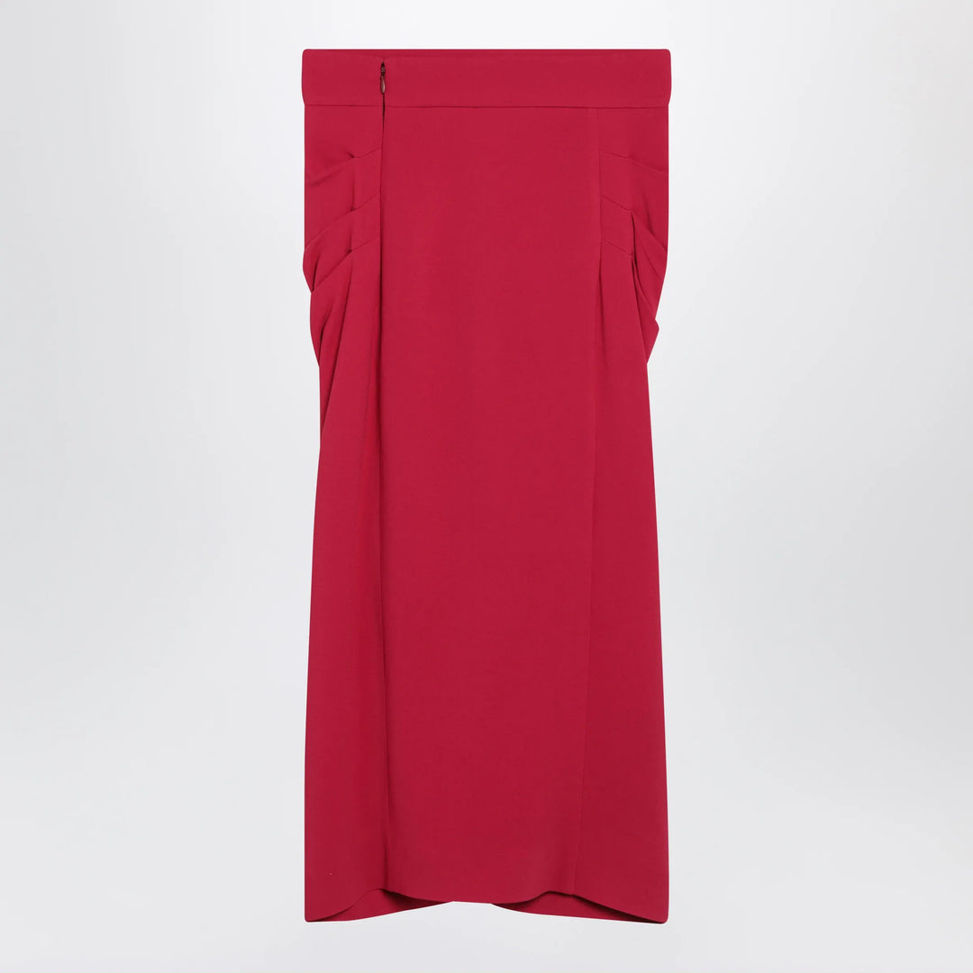 Valentino - Red midi skirt with ruched detail Brand Apparel &amp; Accessories > Clothing > Skirts