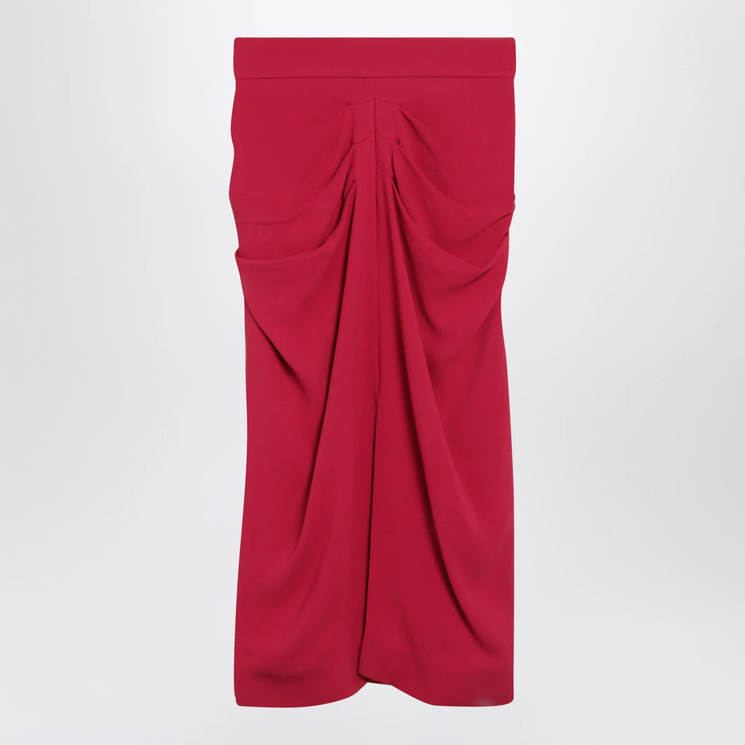Valentino - Red midi skirt with ruched detail Brand Apparel & Accessories > Clothing > Skirts 40  IT