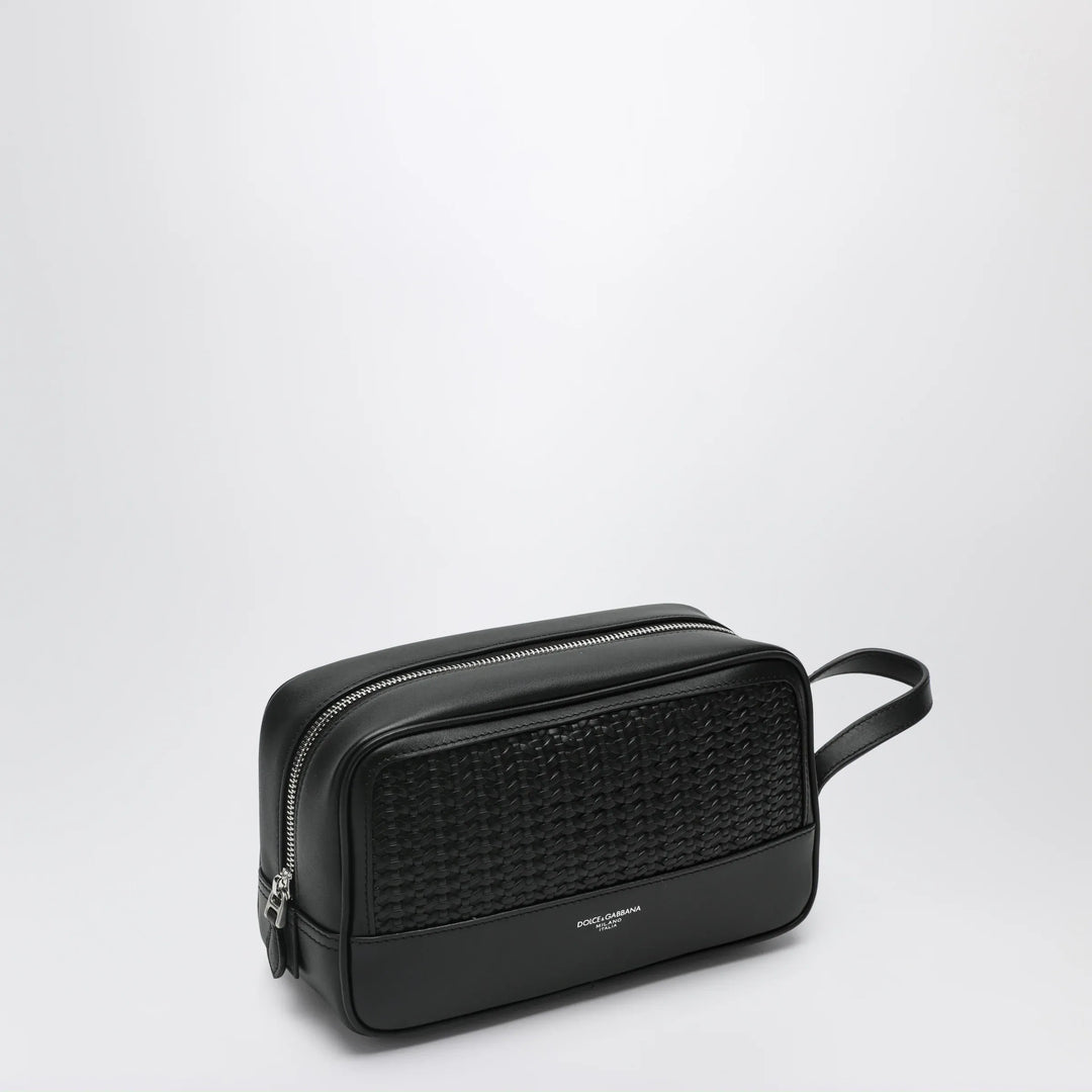 Dolce&amp;Gabbana - Atene toiletry bag in plonge calfskin leather, black Brand Apparel &amp; Accessories TU