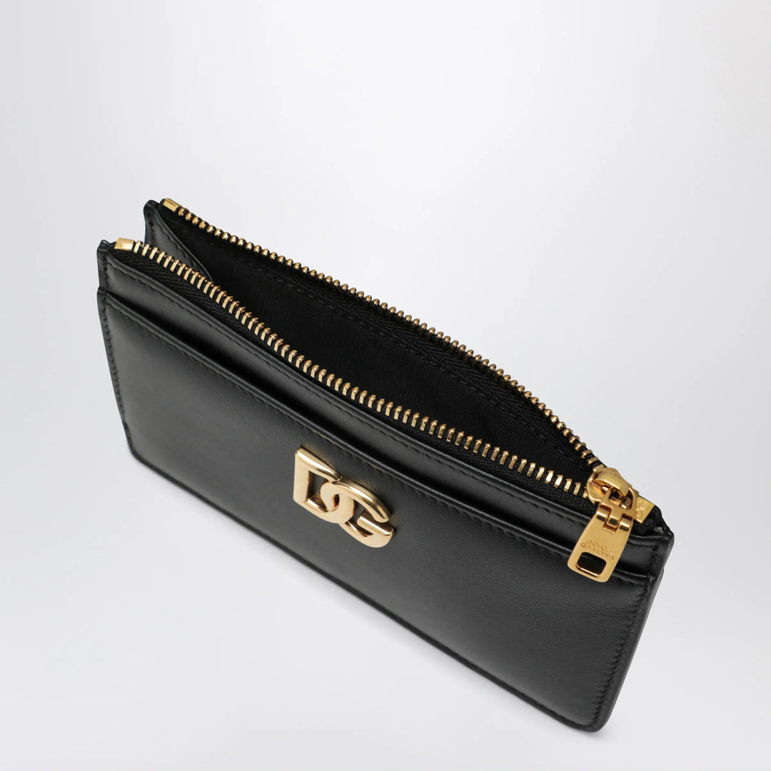 Dolce&amp;Gabbana - Black leather zip card holder with DG logo Brand Apparel &amp; Accessories U
