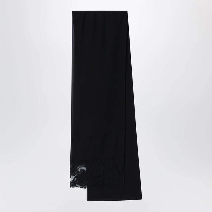 Dolce&amp;Gabbana - Black silk and lace stole with floral embroidery Brand Apparel &amp; Accessories TU