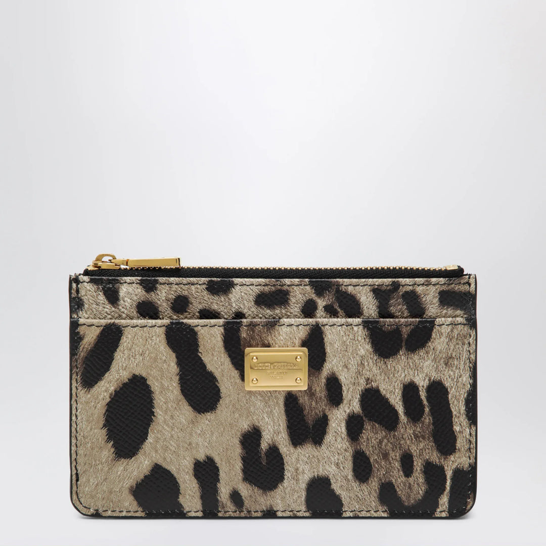 Dolce&Gabbana - Leopard-print Dauphine leather card holder with zip Brand Apparel & Accessories U