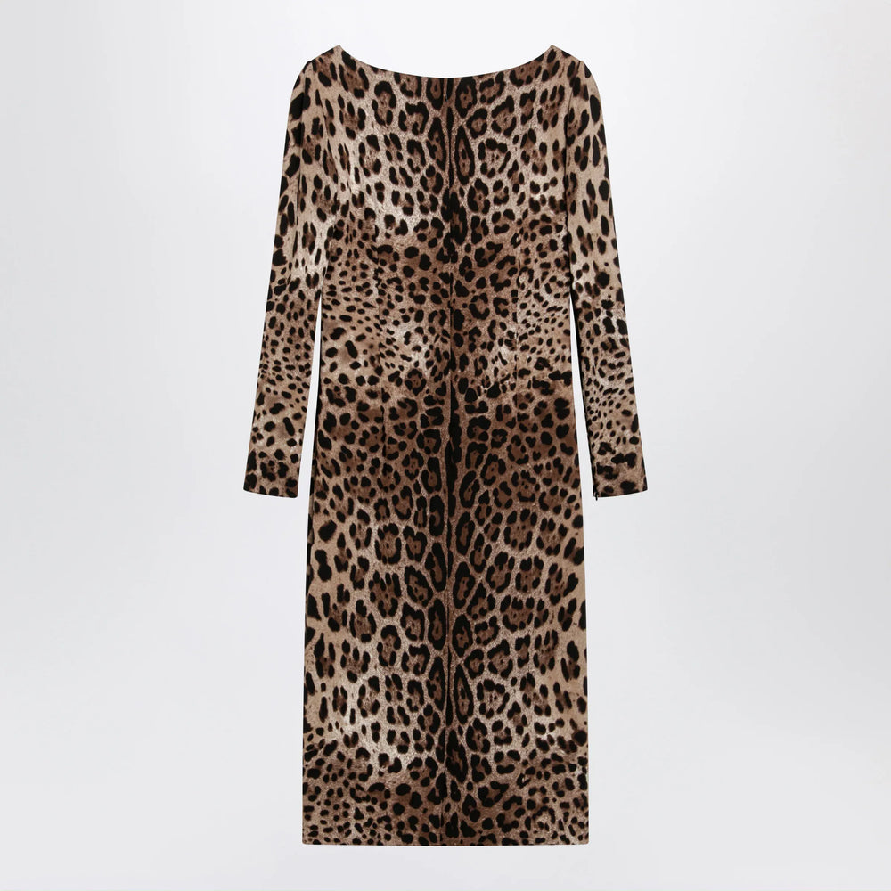 Dolce&Gabbana - Leopard-print long-sleeve dress in viscose Brand Apparel & Accessories