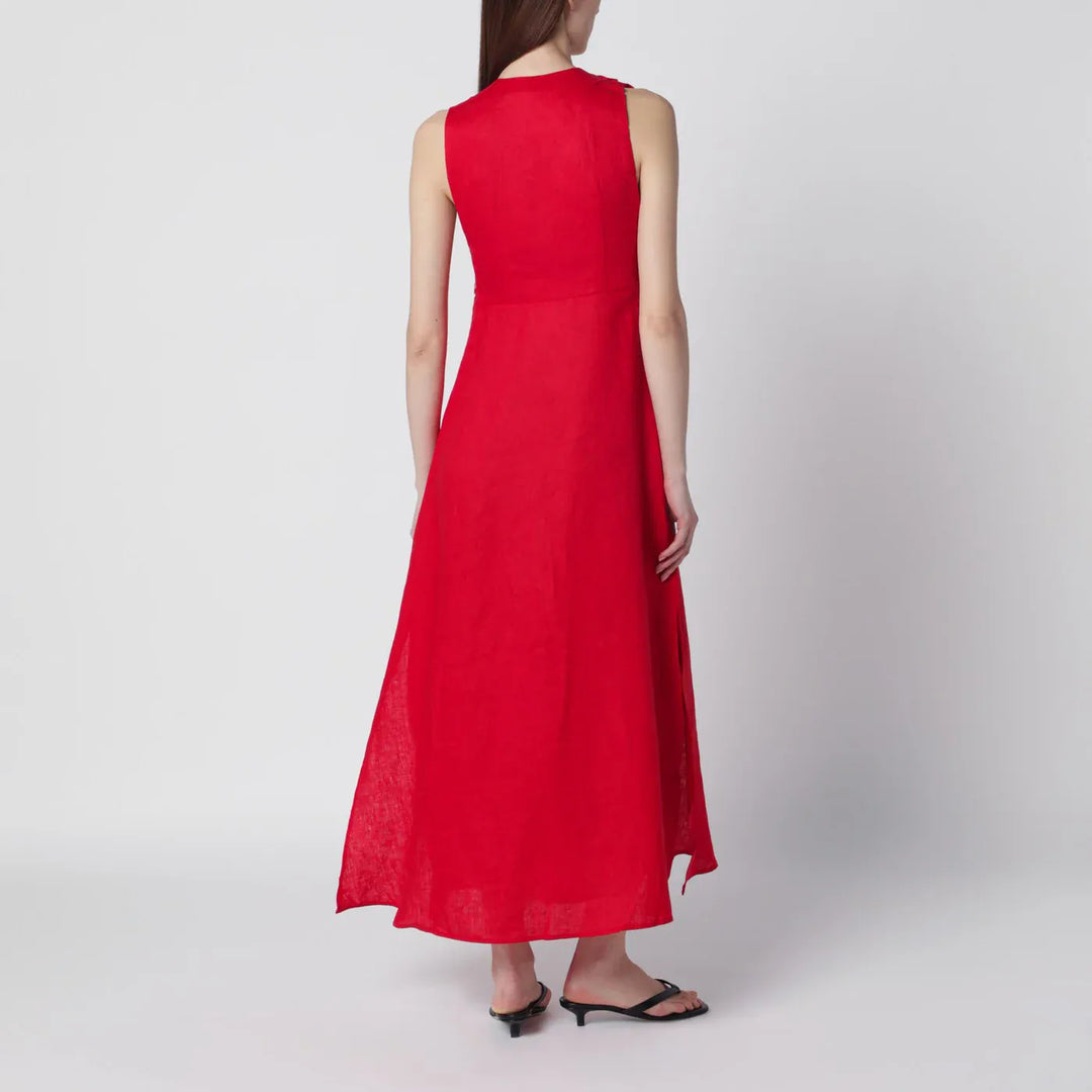 FARM Rio - Red linen dress with floral appliqués Brand Apparel &amp; Accessories
