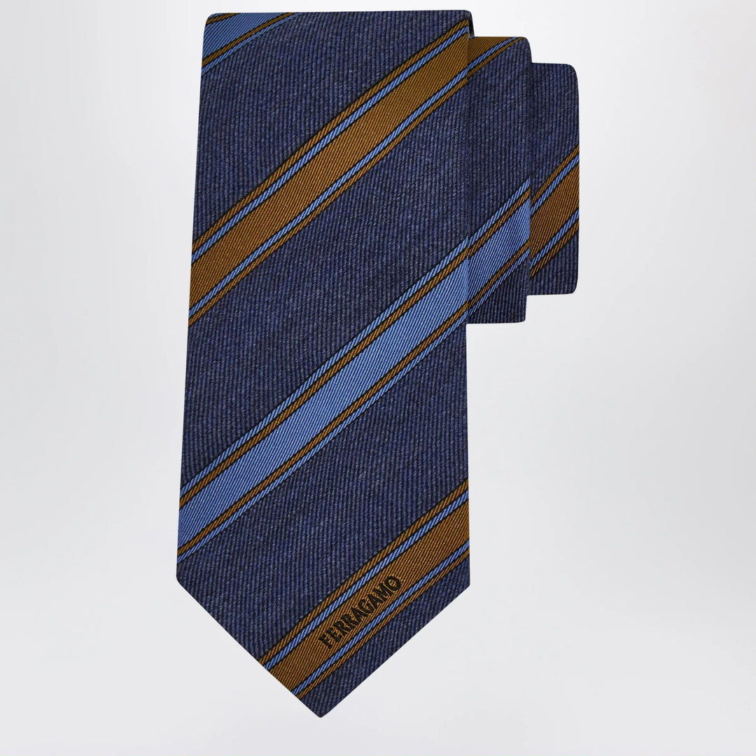 Ferragamo - Medium Blue Regimental Jacquard Tie Brand Apparel &amp; Accessories U