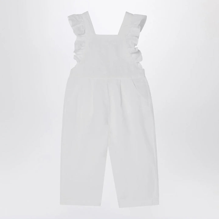 Il Gufo - White linen overall with ruffles Brand Apparel &amp; Accessories 12M