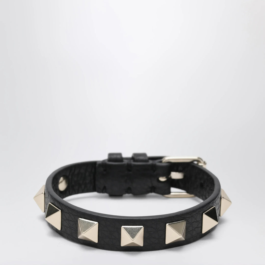 Valentino Garavani - Black leather Rockstud bracelet with gold-tone studs Brand Apparel &amp; Accessories > Jewelry TU