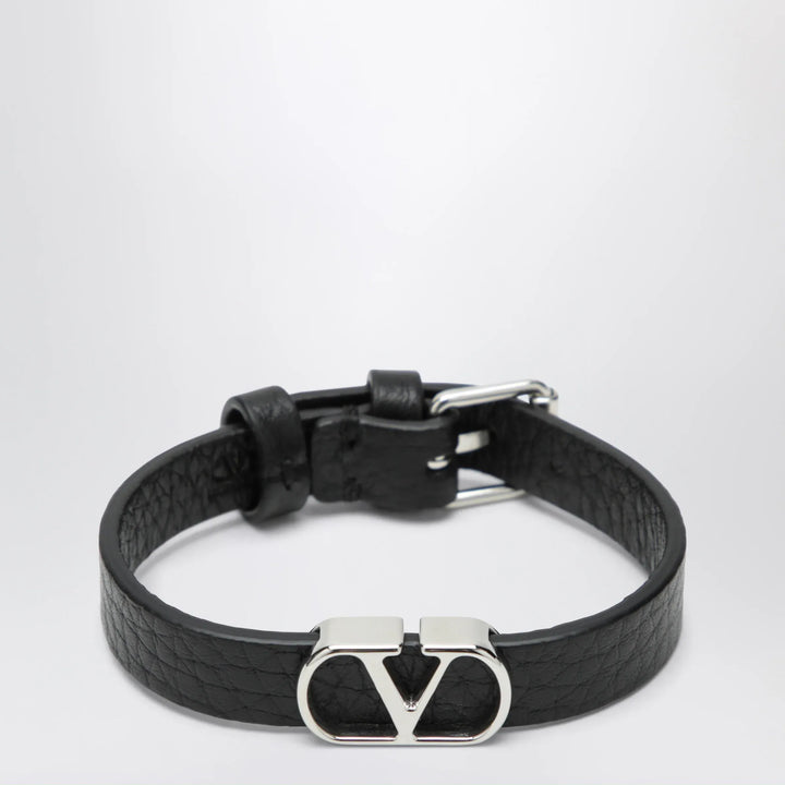 Valentino Garavani - VLogo Signature bracelet in grained calfskin leather, black Brand Apparel &amp; Accessories > Jewelry TU
