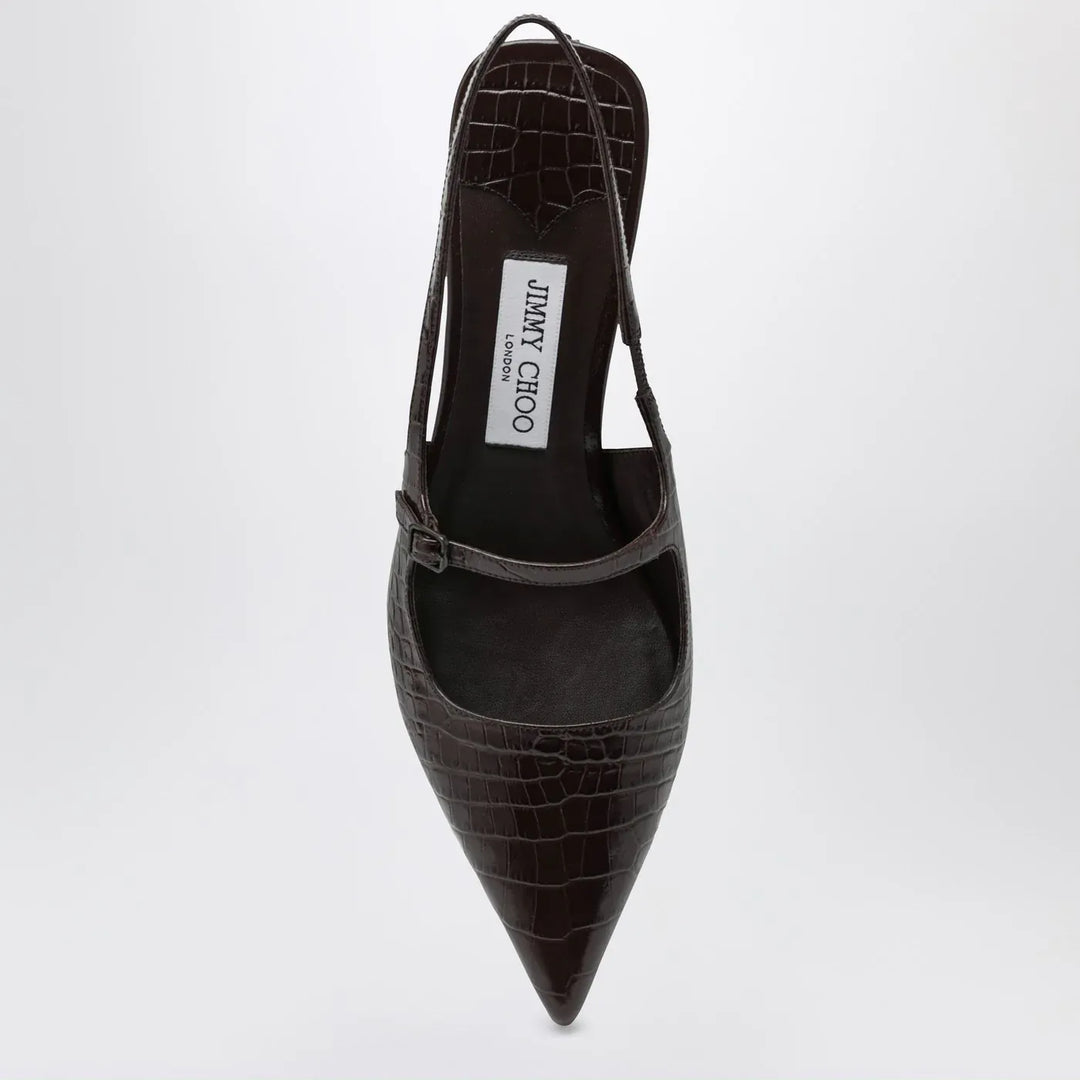 Jimmy Choo - Didi 45 brown crocodile effect neckline Brand Apparel &amp; Accessories