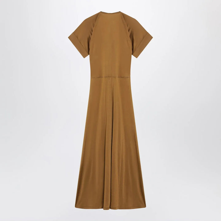 LEMAIRE - Cinnamon-brown zip-up dress in cotton-viscose jersey Brand Apparel &amp; Accessories S