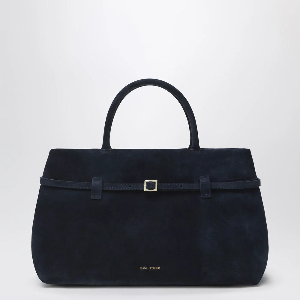 Manu Atelier - Le Cambon 35 dark blue suede bag Brand Apparel & Accessories TU