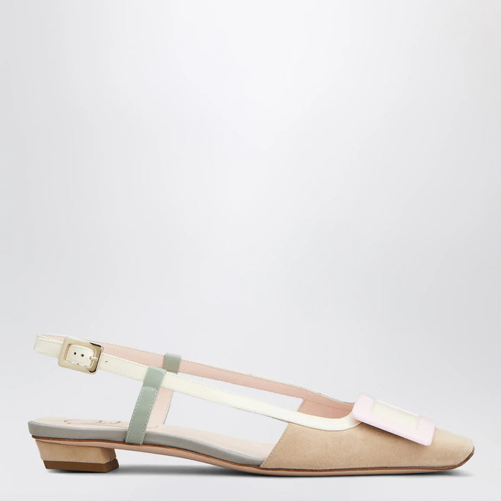 ROGER VIVIER - Belle Vivier slingback ballet flats in beige/cream/purple suede Brand Apparel &amp; Accessories