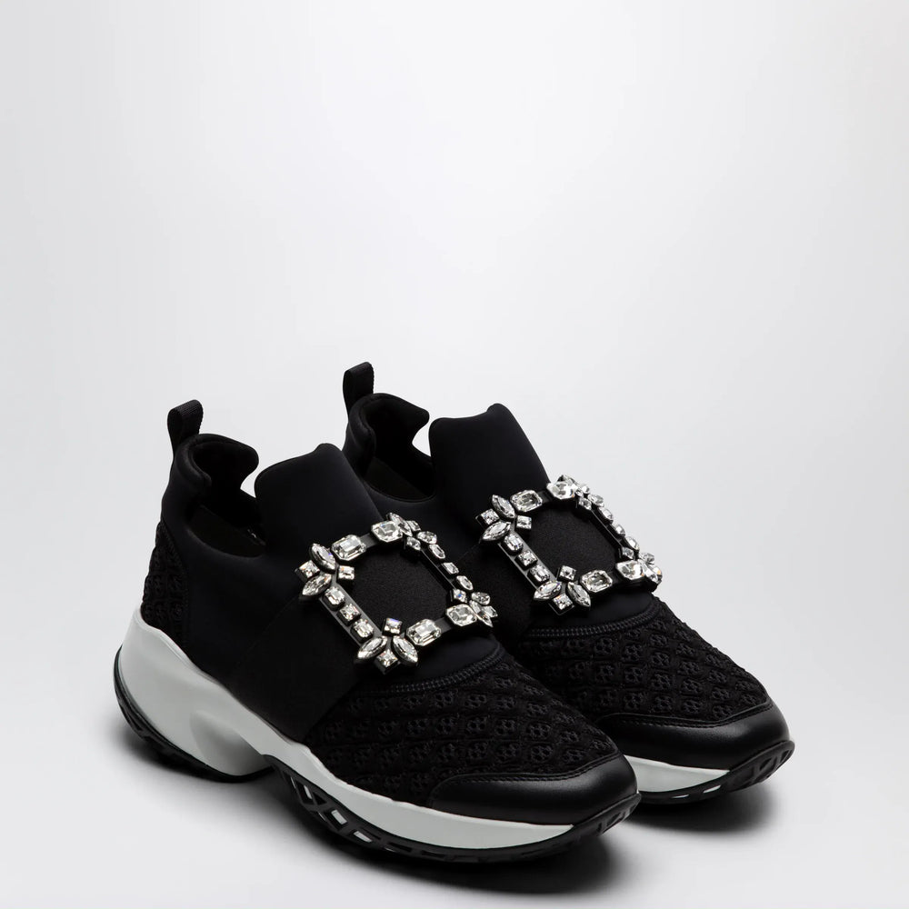 ROGER VIVIER - Black Viv Run strass buckle sneakers Brand Apparel & Accessories > Shoes