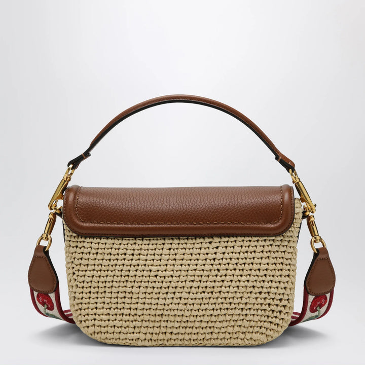 Valentino Garavani - Alltime raffia and leather bag with Cherryfic embroidered strap Brand Apparel &amp; Accessories TU