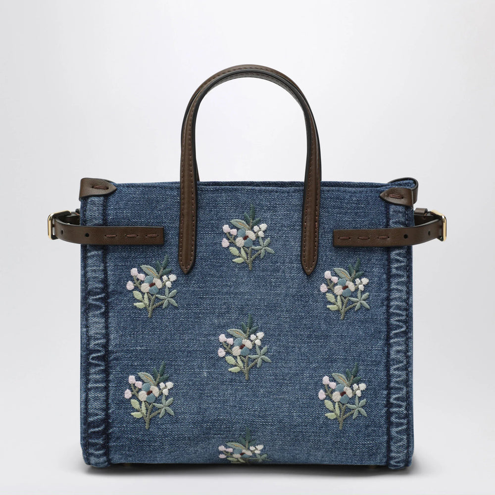 Valentino Garavani - Antibes small embroidered denim shopping bag in blue Brand Apparel & Accessories TU