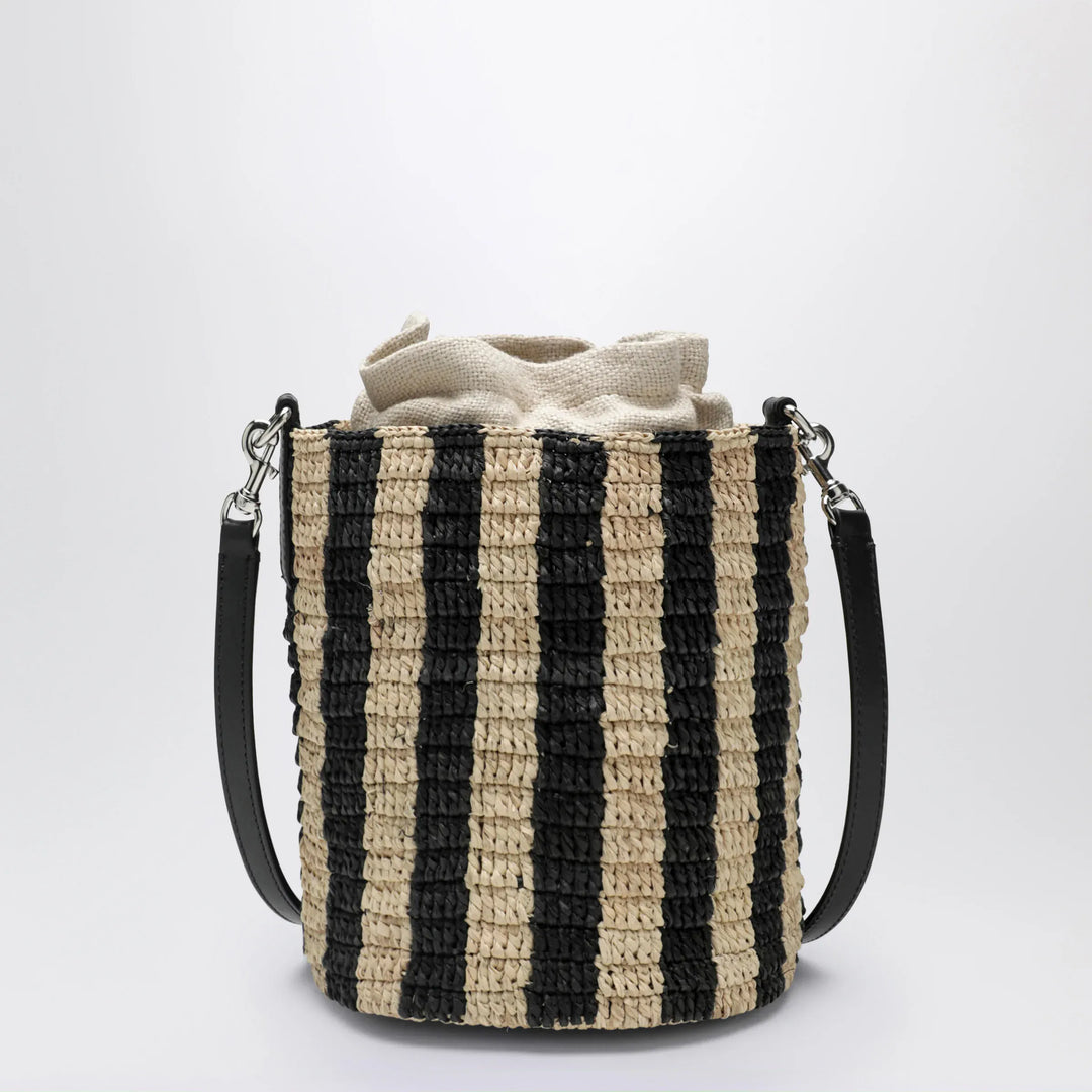 Valentino Garavani - Small bucket bag in raffia with beige and black stripes Brand Apparel &amp; Accessories TU
