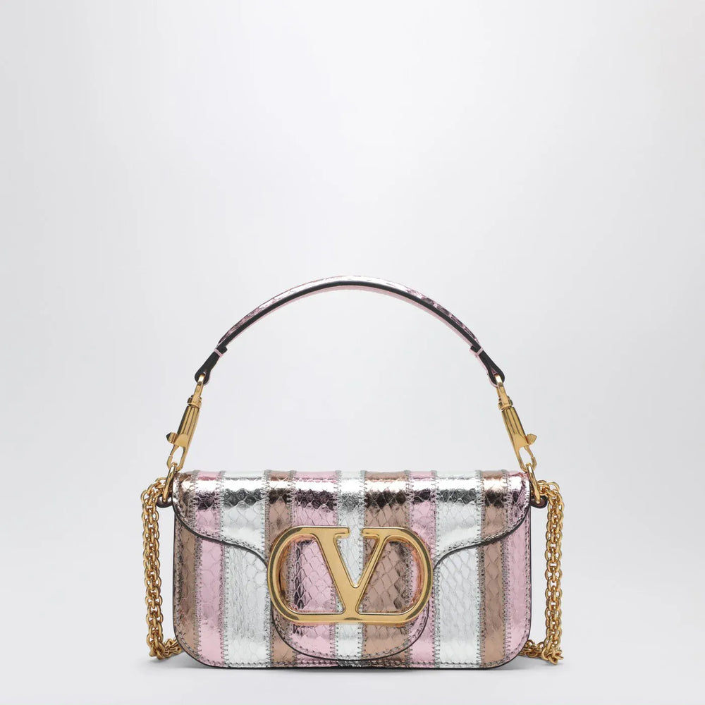 Valentino Garavani - Small Locò shoulder bag in multicolour laminated elaphe leather Brand Apparel & Accessories TU