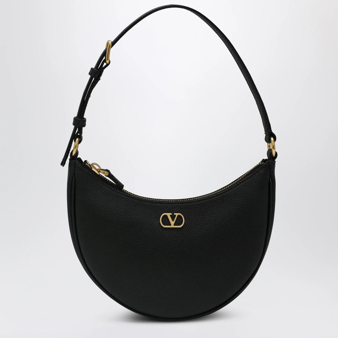 Valentino Garavani - VLogo mini shoulder bag in hammered calfskin, black Brand Apparel & Accessories TU