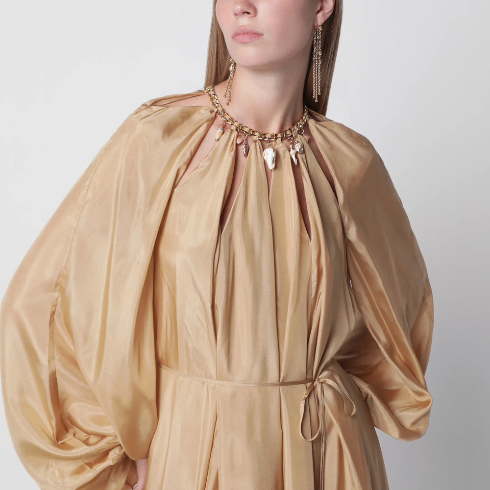 ZIMMERMANN - Mahon maxi dress in silk habotai champagne Brand Apparel & Accessories 1