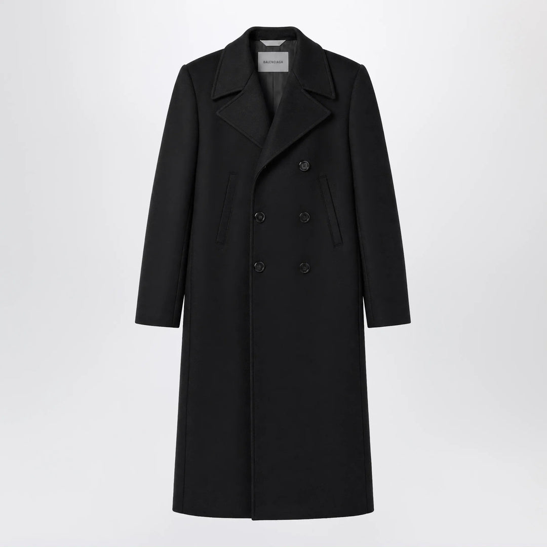 Balenciaga - Long double-face tailored coat in black cotton Brand 48 IT
