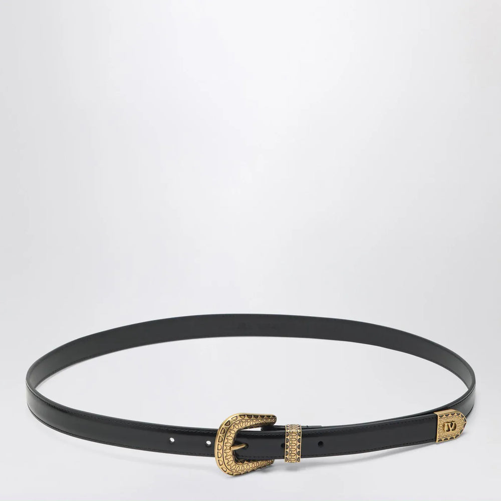 Valentino Garavani - Black VLogo Signature belt in polished calfskin Brand Belts 100 EU