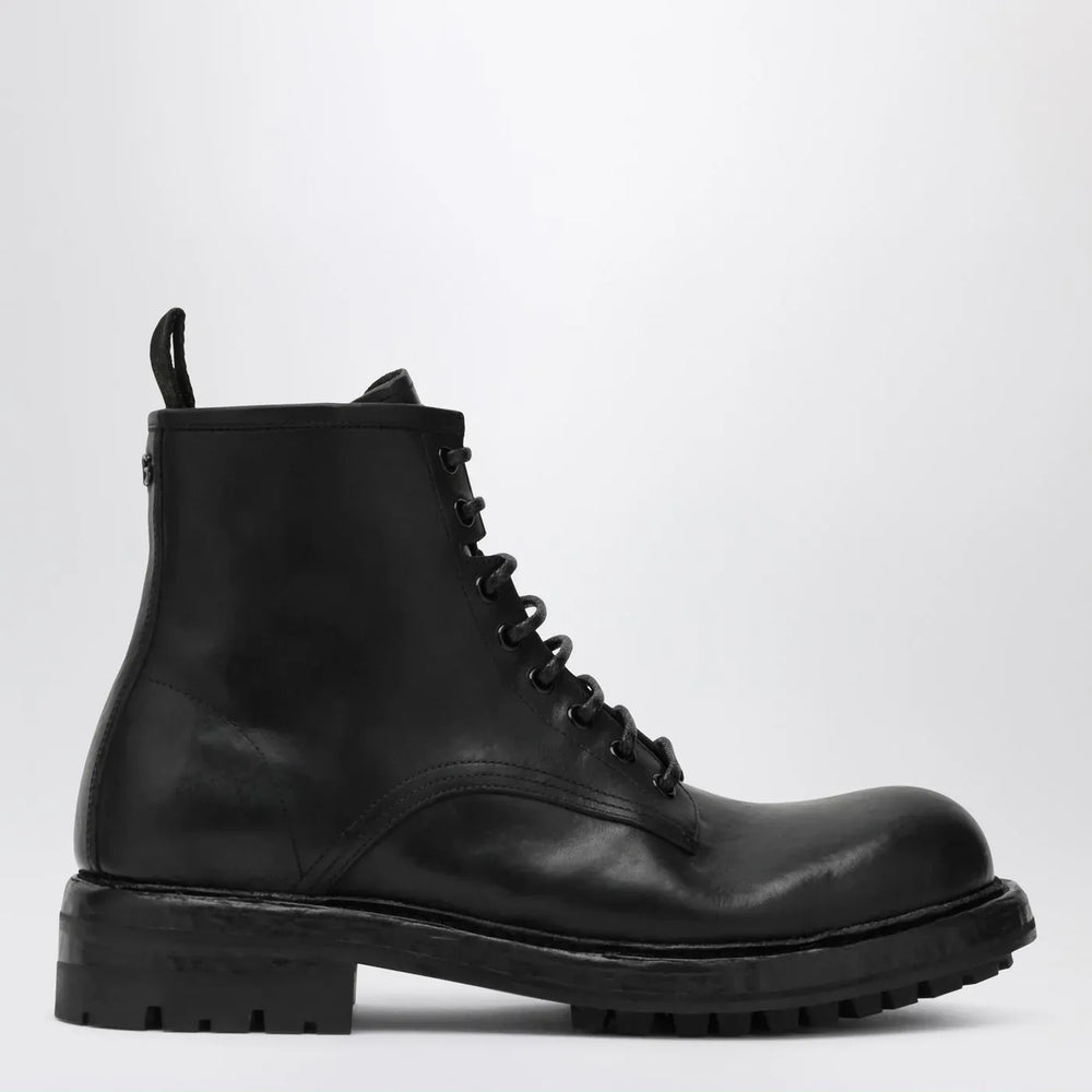 Dolce&Gabbana - Black lace-up leather ankle boot Brand Boots 40,5 IT