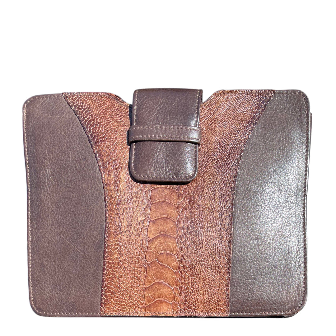 Italian Luxury Group Clutch Ostrich Paw Clutch and Genuine Italian Leather Brown Colour Brand