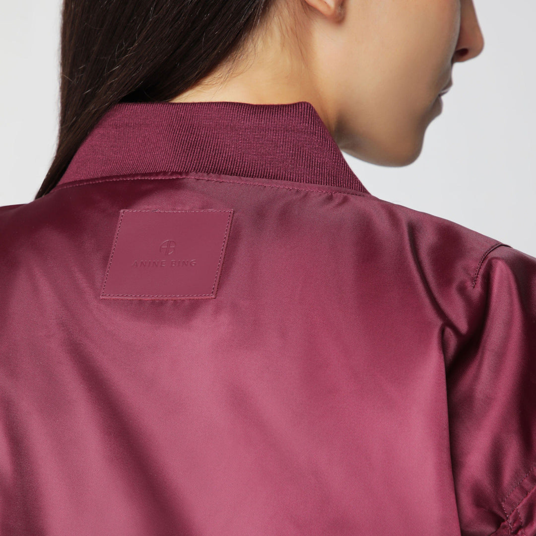 ANINE BING - Leon zip-up bomber jacket in burgundy Brand Coats &amp; Jackets