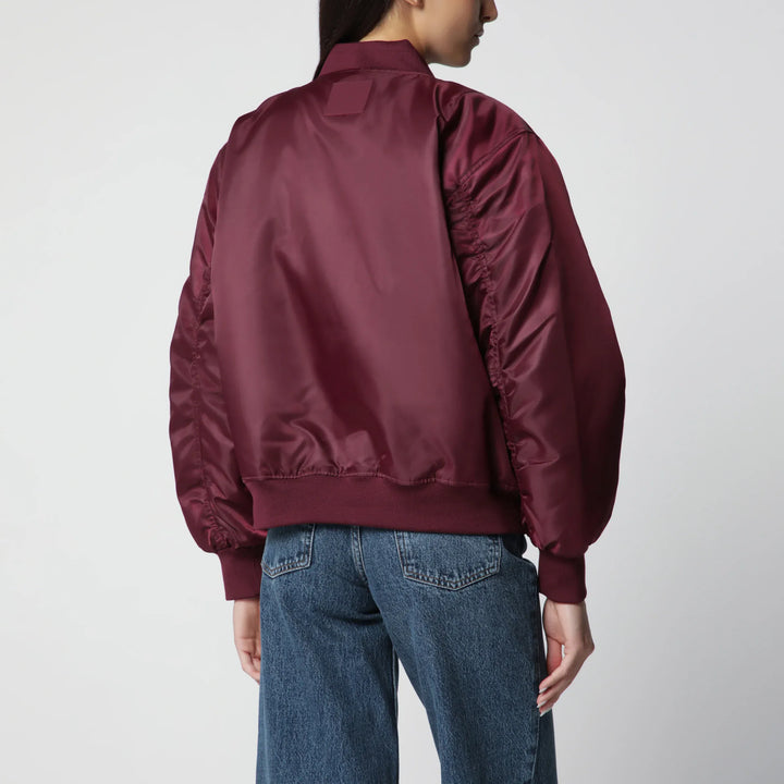 ANINE BING - Leon zip-up bomber jacket in burgundy Brand Coats &amp; Jackets
