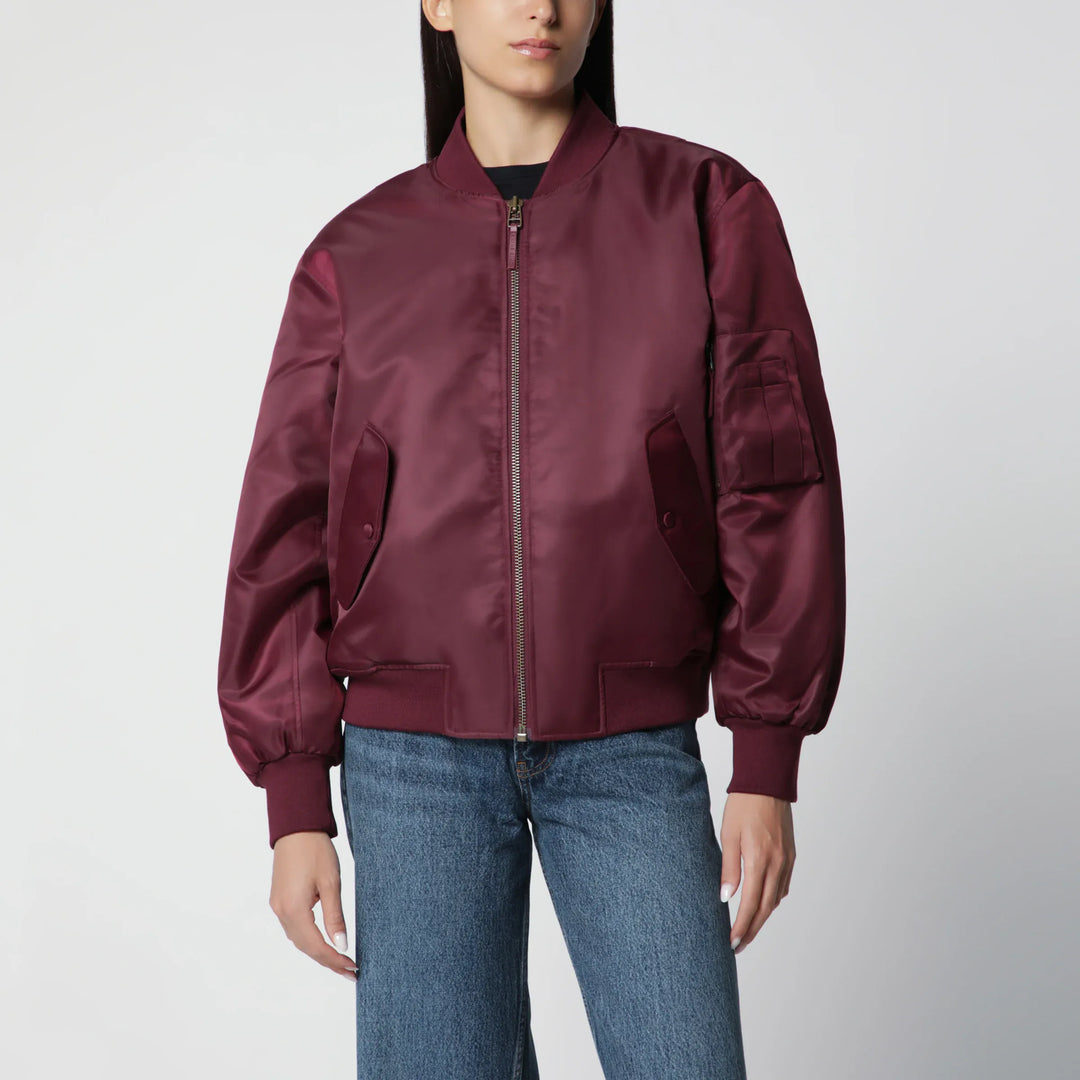 ANINE BING - Leon zip-up bomber jacket in burgundy Brand Coats &amp; Jackets XS