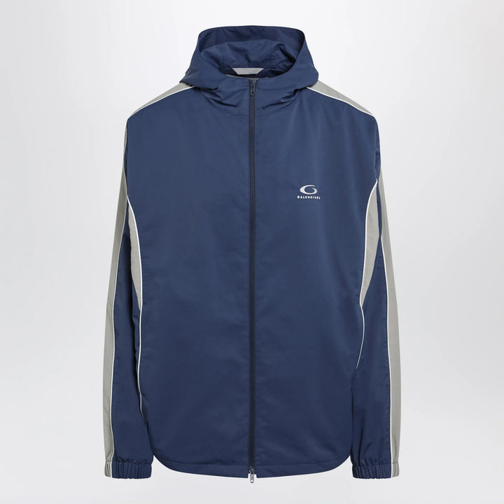 Balenciaga - Washed-effect technical satin track jacket in navy Brand Coats &amp; Jackets S