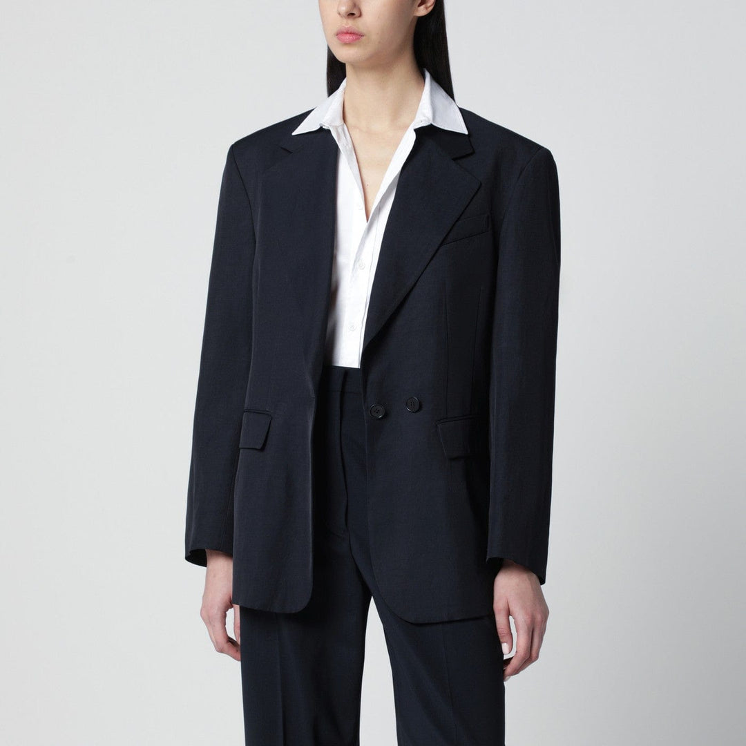 Coats & Jackets Blue linen-blend single-breasted jacket Brand