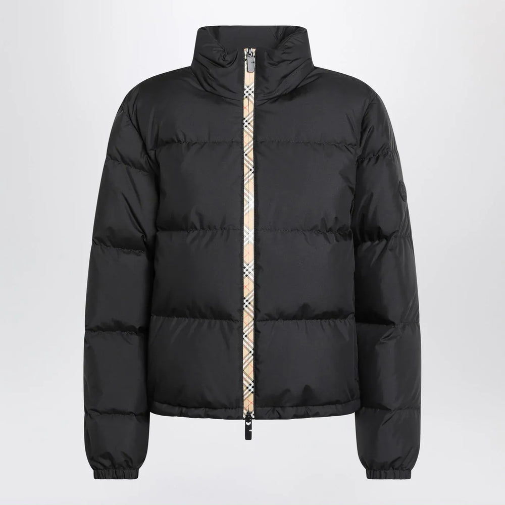 Burberry - Black zip-up puffer jacket with Check detail Brand Coats & Jackets XS