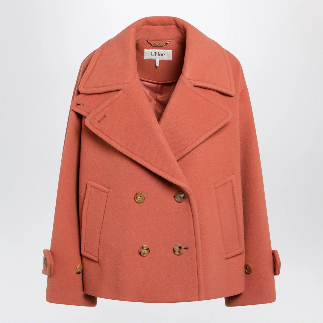 Chloé - Cedar pink double-breasted short wool coat Brand Coats &amp; Jackets 36  FR