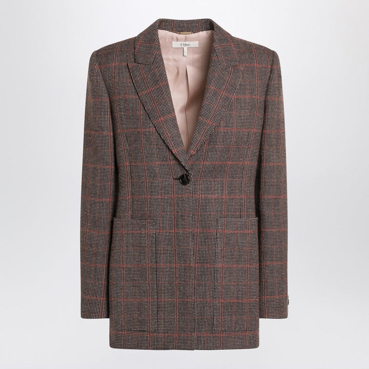 Coats &amp; Jackets 38  FR Chloé - Single-breasted checked brown wool jacket Brand