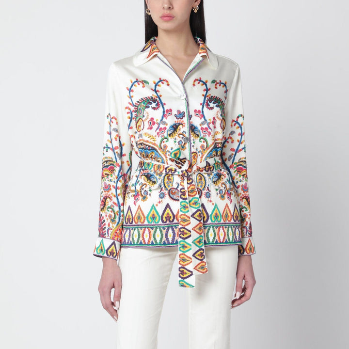 Coats &amp; Jackets 44  IT ETRO - Paisley-print belted shirt jacket Brand