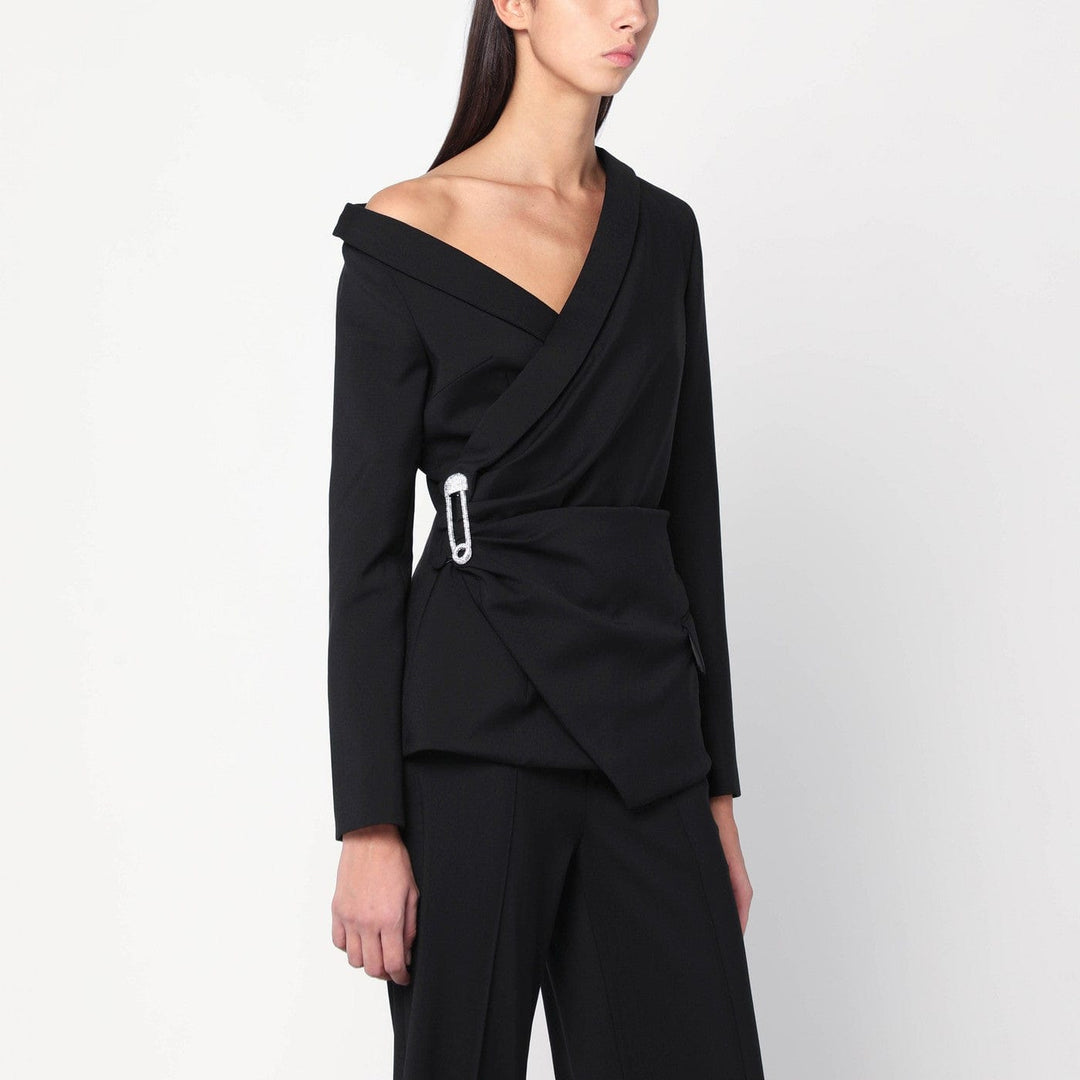 Coats & Jackets 40  IT Giuseppe di Morabito - Asymmetrical black jacket with brooch detail Brand