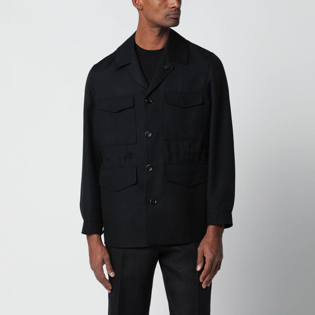Coats & Jackets Lardini - Black viscose and silk-blend jacket Brand