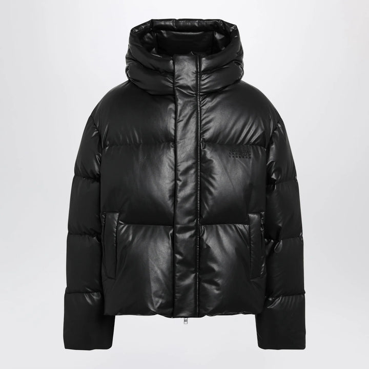 MM6 Maison Margiela - Hooded down jacket in glossy leather black Brand Coats &amp; Jackets 46 IT