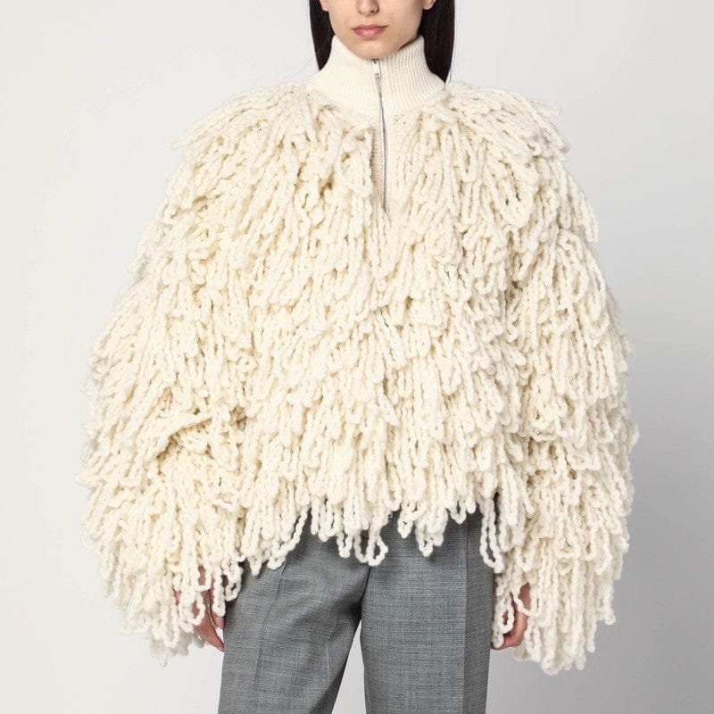 Coats &amp; Jackets Stella McCartney - White wool bomber jacket with fringes - M Brand