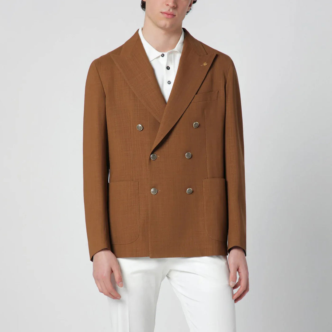Tagliatore - Caramel double-breasted wool jacket Brand Coats &amp; Jackets 48 IT