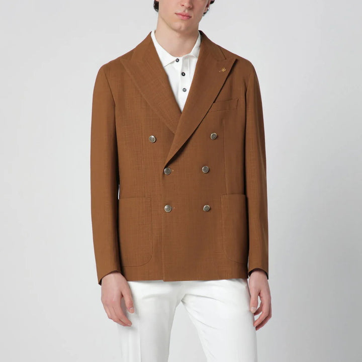 Tagliatore - Caramel double-breasted wool jacket Brand Coats &amp; Jackets 48 IT