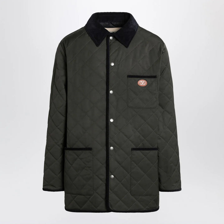 Valentino - Olive green quilted jacket with VLogo patch Brand Coats &amp; Jackets 46 IT