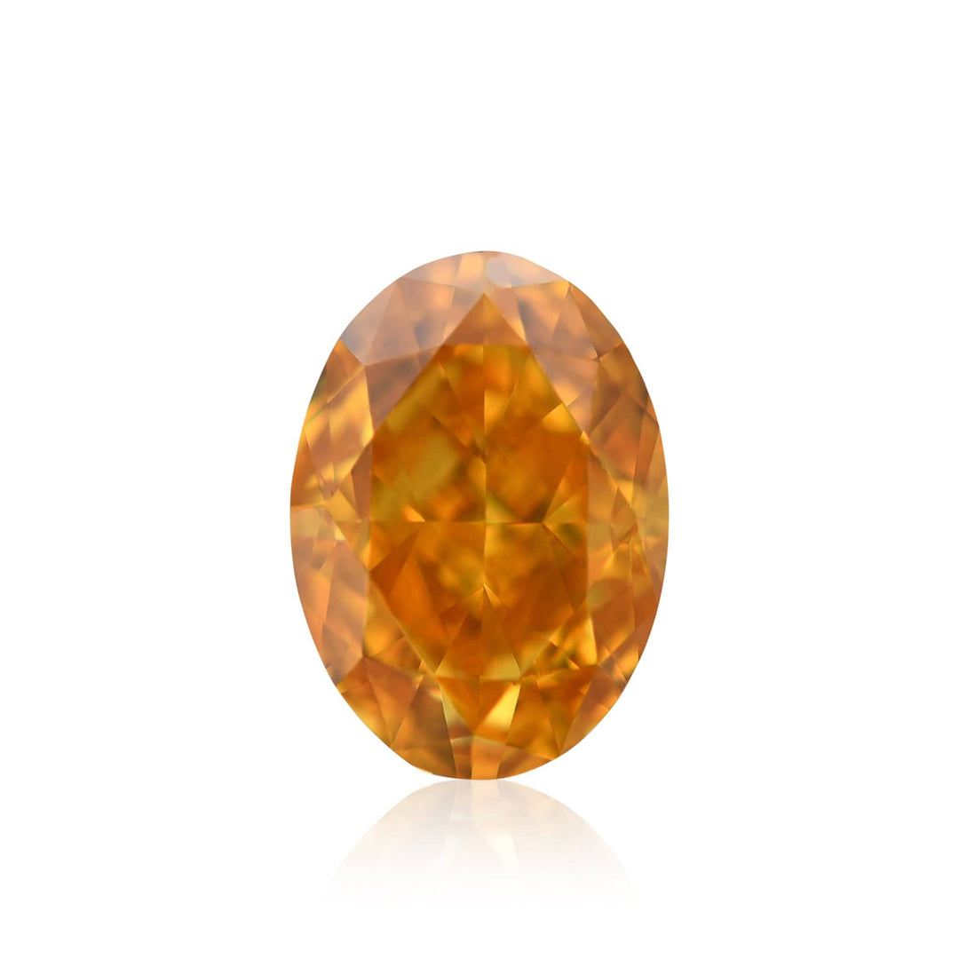0.84 Carat Fancy Vivid Yellowish Orange Oval Diamond VS2 GIA Brand Color Diamond