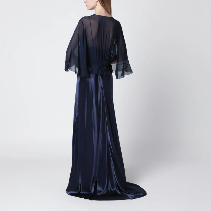 Alberta Ferretti - Long semi-transparent blue dress in viscose Brand Dresses
